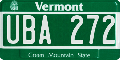 VT license plate UBA272