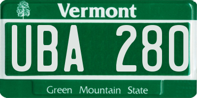 VT license plate UBA280
