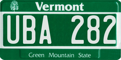VT license plate UBA282