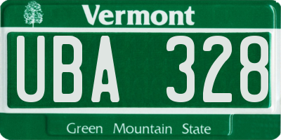 VT license plate UBA328