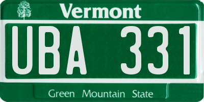 VT license plate UBA331