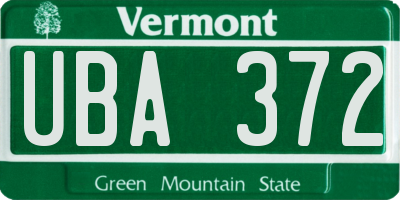 VT license plate UBA372