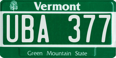 VT license plate UBA377