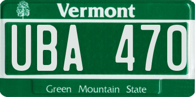 VT license plate UBA470