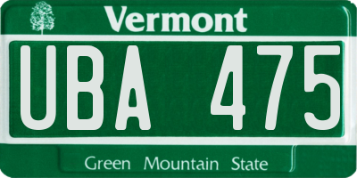 VT license plate UBA475
