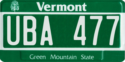 VT license plate UBA477