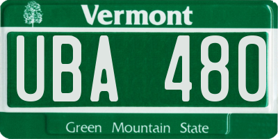 VT license plate UBA480