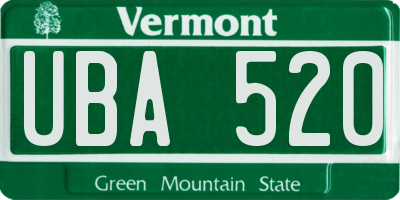 VT license plate UBA520