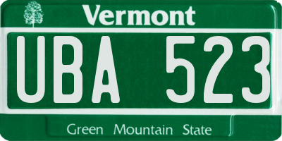 VT license plate UBA523