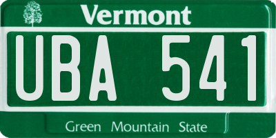 VT license plate UBA541