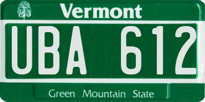 VT license plate UBA612