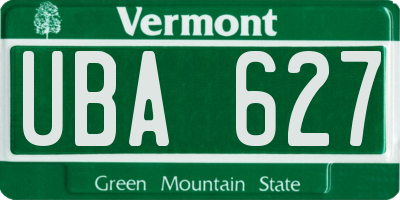 VT license plate UBA627