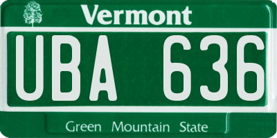 VT license plate UBA636