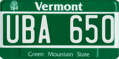 VT license plate UBA650