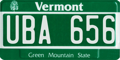 VT license plate UBA656