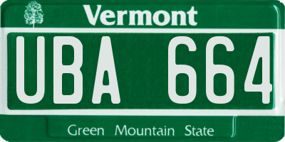 VT license plate UBA664