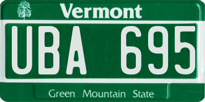 VT license plate UBA695