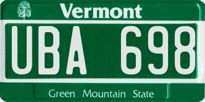 VT license plate UBA698