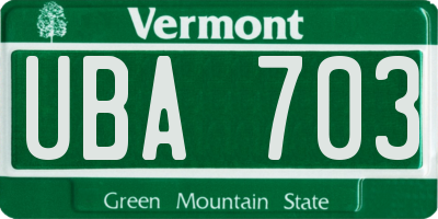 VT license plate UBA703