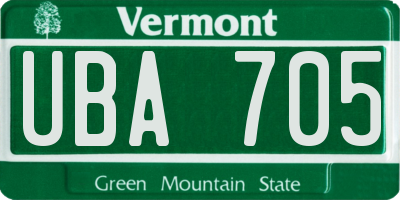 VT license plate UBA705