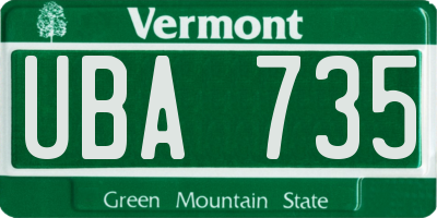 VT license plate UBA735