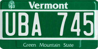 VT license plate UBA745