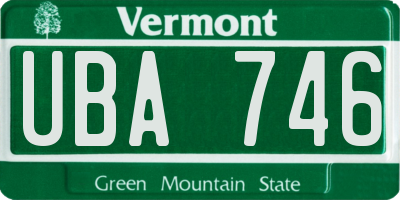 VT license plate UBA746