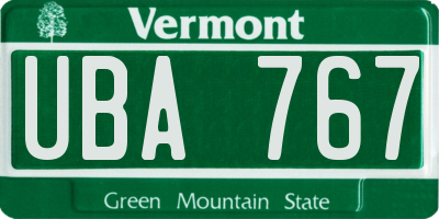 VT license plate UBA767