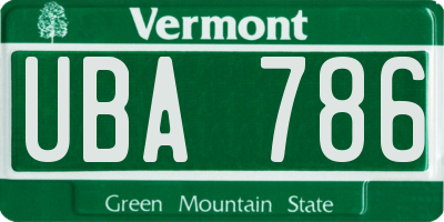VT license plate UBA786