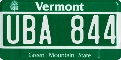 VT license plate UBA844