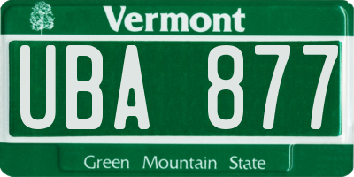 VT license plate UBA877