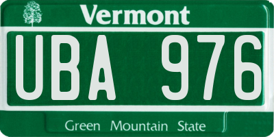 VT license plate UBA976