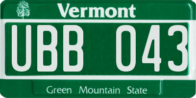 VT license plate UBB043