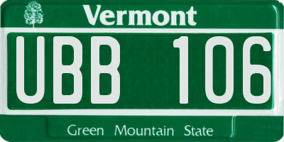 VT license plate UBB106