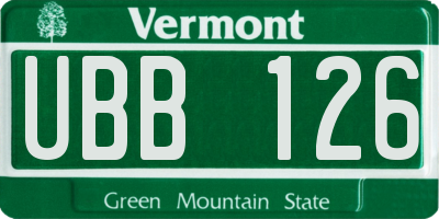 VT license plate UBB126