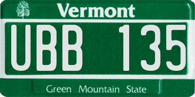 VT license plate UBB135