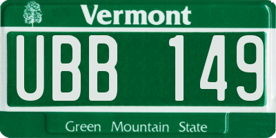 VT license plate UBB149