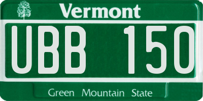 VT license plate UBB150