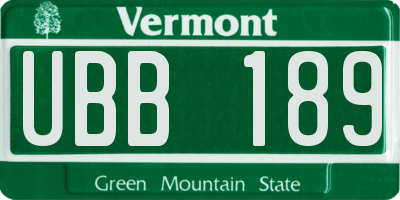 VT license plate UBB189