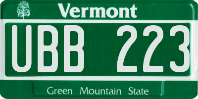 VT license plate UBB223