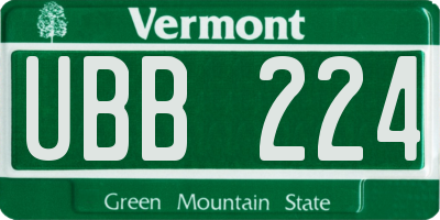 VT license plate UBB224