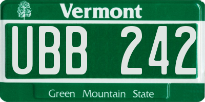 VT license plate UBB242