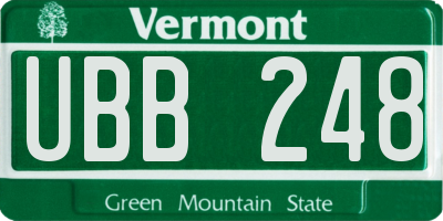 VT license plate UBB248