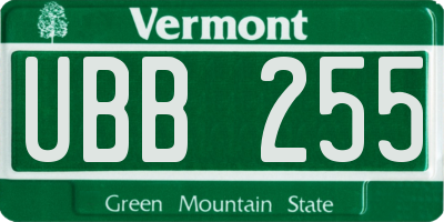 VT license plate UBB255