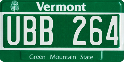 VT license plate UBB264