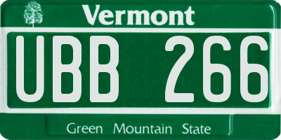 VT license plate UBB266