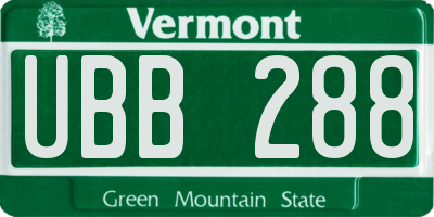 VT license plate UBB288