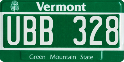 VT license plate UBB328
