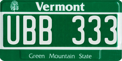 VT license plate UBB333