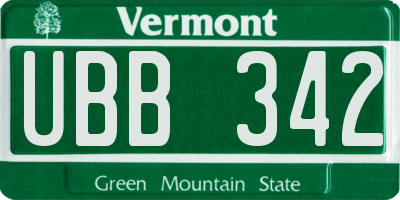 VT license plate UBB342